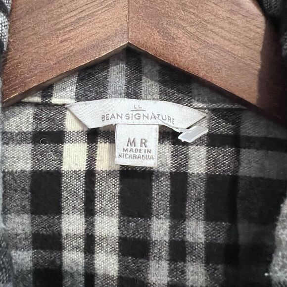 LL Bean Signature Size Medium Plaid Chamois Flannel Shirt Jacket Full Zip Soft - Picture 7 of 12